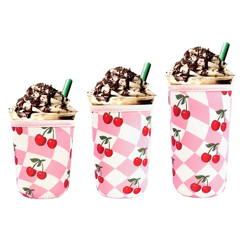 ANOTION Valentines Gift Reusable Neoprene Insulator Sleeve for Iced Coffee Cups, 3 Pack Coffee Coolies sleeves for Iced & Hot...