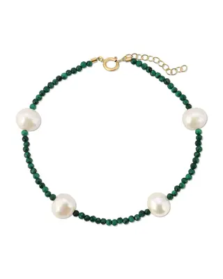 Toni Bracelet | Metal Color: Gold | Gemstone: Malachite | Length: Adjustable 6 - 7 inches