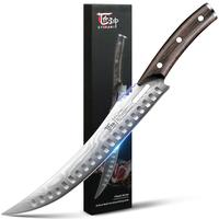 SYOKAMI Butcher Knife, 10.5 Inch High Carbon Japanese Style Carving Knife with Wood Full Tang Handle, Damascus Pattern, Razor...