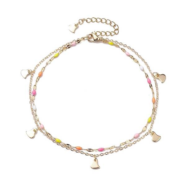 304 Stainless Steel Enamel Link Chains Anklets