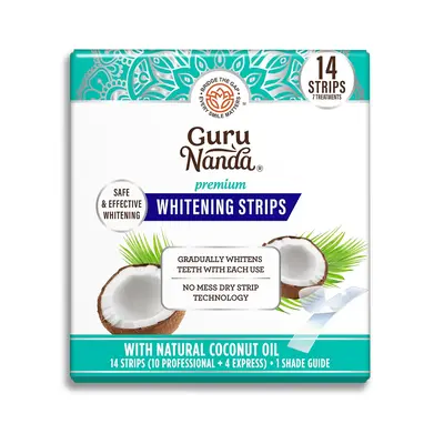 GuruNanda Whitening Strips, 7-day treatment (7 Packets - 2 Strips per pack)- Enamel-Safe Strips for Sensitive Teeth - Non-Sli...