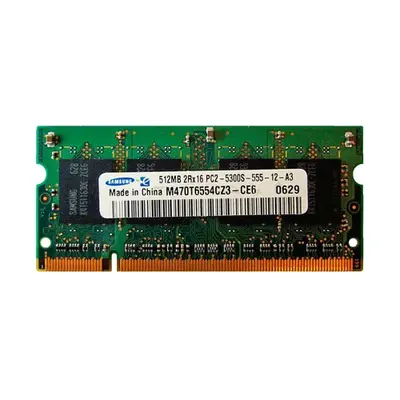 Samsung M470T6554CZ3-CE6 | 512MB DDR2-667MHz PC2-5300 Non-ECC Unbuffered SODIMM CL5 2Rx16 1.8V 200-Pin Memory Module