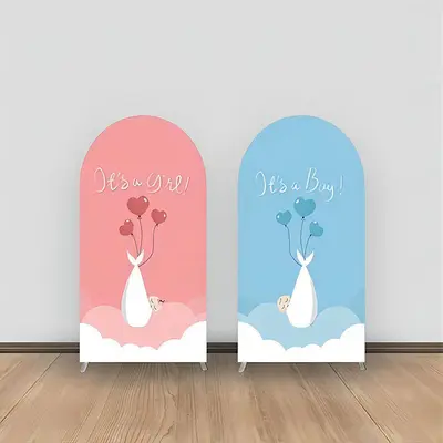Aperturee Clouds Pink Blue Balloons Baby Shower Arch Backdrop | Round Arch Backdrop Cover | Wedding Arch Backdrop | Chiara Ar...