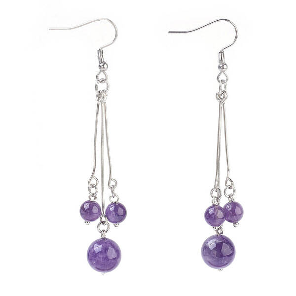 Natural Amethyst Dangle Earrings