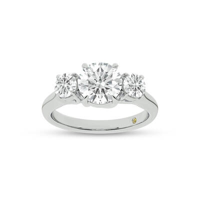Quintessential Three Stone Round Lab Grown Diamond Engagement Ring | 14K White Gold 4 1/4 CT. TW.