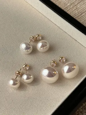 New 6-Piece Set High-Quality Steamed Bun Pearl Earrings, Multifunctional Daily Jewelry, Wedding Season Accessories, Perfect G...