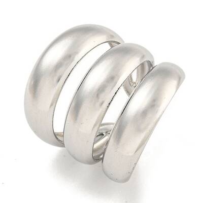 Non-Tarnish 304 Stainless Steel Three Layers Wide Open Cuff Ring for Women
