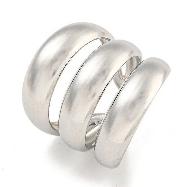 Non-Tarnish 304 Stainless Steel Three Layers Wide Open Cuff Ring for Women
