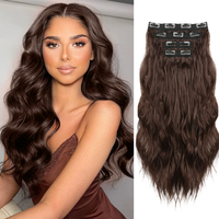 [Auvzy] Clip in Hair Extensions 4PCS Long Wavy Hair Extensions 20/24 Inch Synthetic Thick Hairpiece Natural & Soft Hair & Ble...