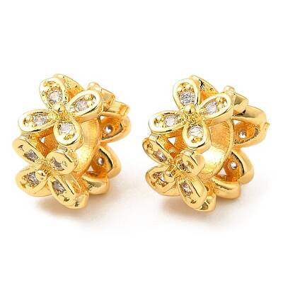 Brass Micro Pave Cubic Zirconia European Beads