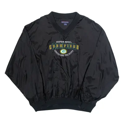 FRUIT OF THE LOOM Mens Pullover Jacket Black Nylon USA XL