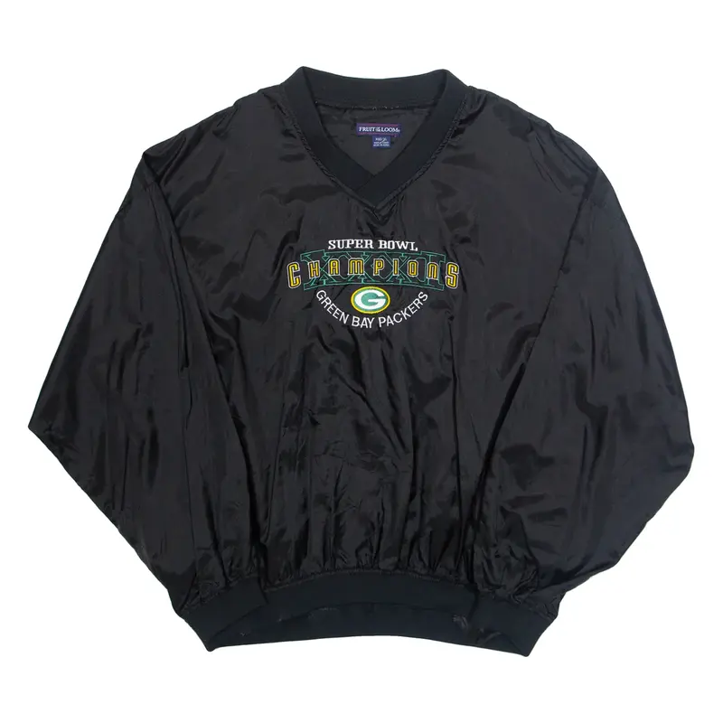 FRUIT OF THE LOOM Mens Pullover Jacket Black Nylon USA XL