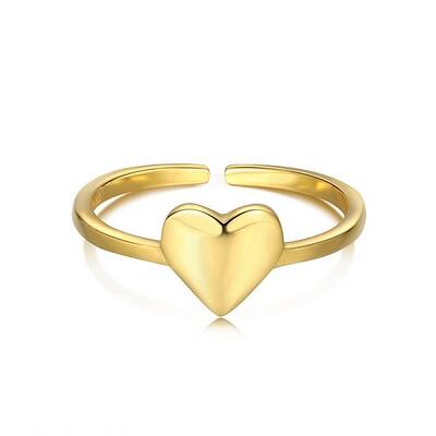 925 Sterling Silver Heart Open Cuff Rings