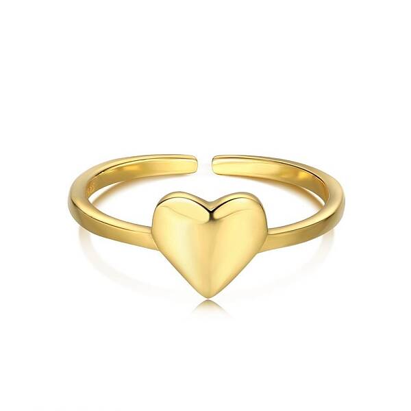 925 Sterling Silver Heart Open Cuff Rings