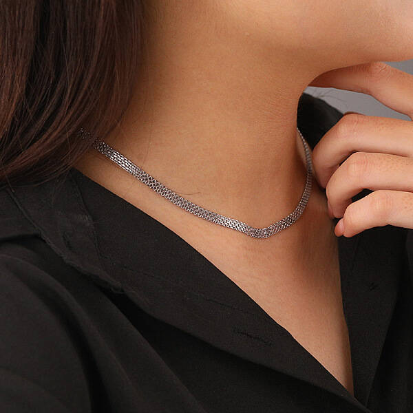 925 Sterling Silver Mesh Chain Necklaces for Women