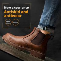 Steel Toe Work Boots for Men Women Slip-on Chelsea Boots, Men's Industrial Construction Shoes, Waterproof, Comfortable, Non-s...