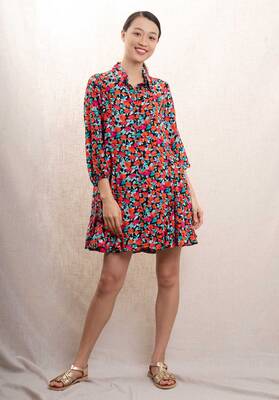 Dress 63356 Orange-Red-Black | Color: ORANGE RED BLACK | Size: S
