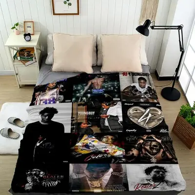 Young-boi Blanket Album Cover for Fans Warm Cozy Flannel Blankets Throw Merch Soft Roman Blanket for Home Decor Bed Sofa Livi...
