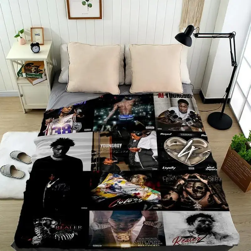 Young-boi Blanket Album Cover for Fans Warm Cozy Flannel Blankets Throw Merch Soft Roman Blanket for Home Decor Bed Sofa Livi...