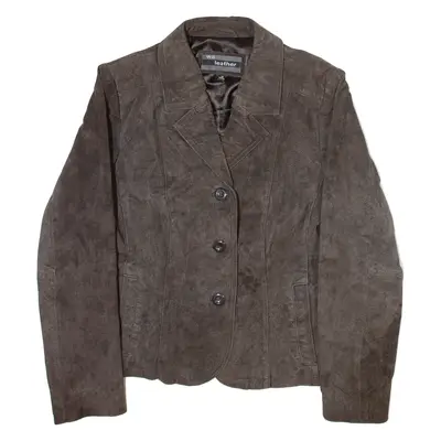 WS LEATHER Womens Blazer Jacket Brown Leather UK 16
