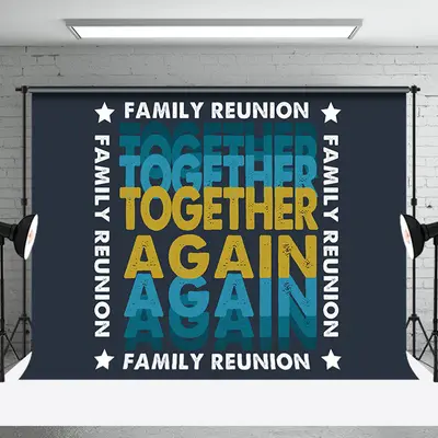 Navy Blue Together Again Family Reunion Backdrop