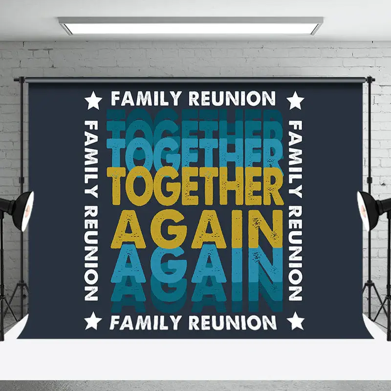 Navy Blue Together Again Family Reunion Backdrop