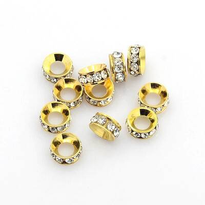Brass Rhinestone Spacer Beads