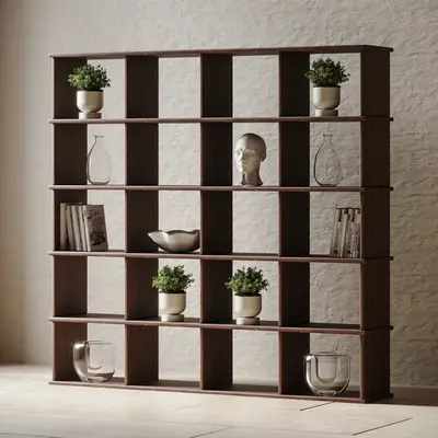 Cube bookshelf in walnut
