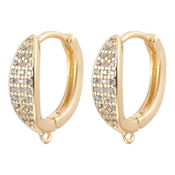 Brass Micro Pave Clear Cubic Zirconia Hoop Earring Findings