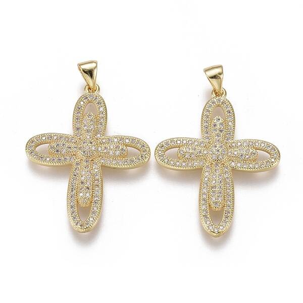 Brass Micro Pave Cubic Zirconia Pendants