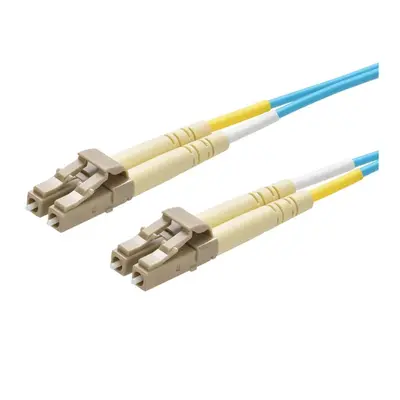 39428 Monoprice MM OM4 Fiber Optic Cable LC-LC UL 50/125 OFNR Duplex Aqua 20m