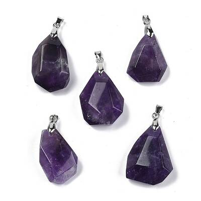 Natural Amethyst Faceted Nuggets Pendants