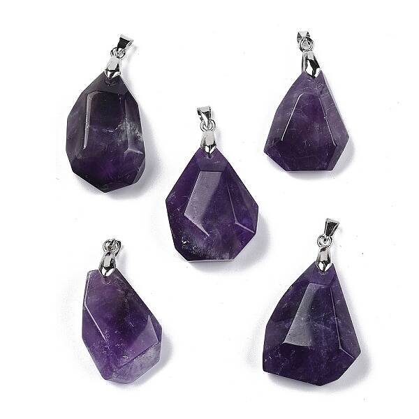 Natural Amethyst Faceted Nuggets Pendants