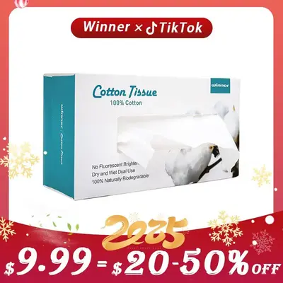 Winner 100% USA Cotton Disposable Dry Wipes Soft Thick Super Absorbent Reusable Comfort Skincare Multicolor Facial Tissues Bl...