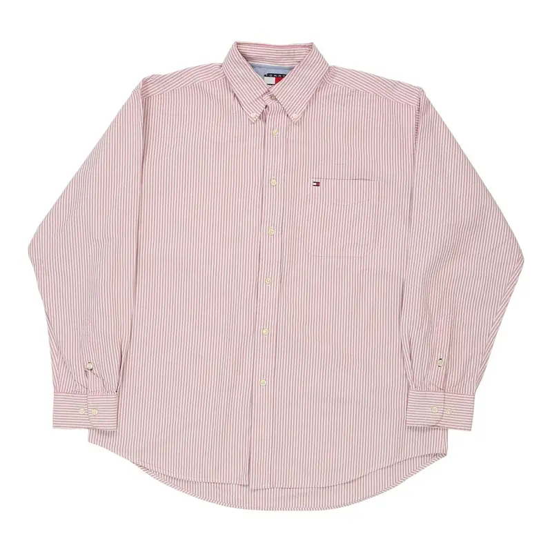 Tommy Hilfiger Striped Shirt - Large Pink Cotton