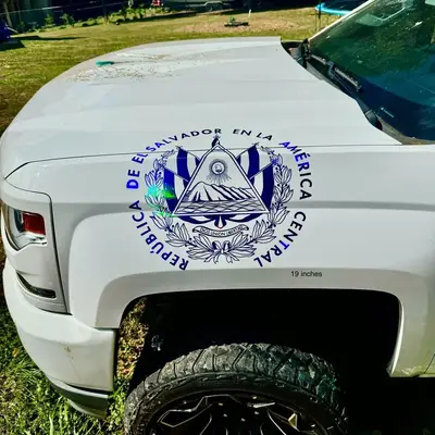 Escudo del Salvador Decal Sticker - White for Car, Glass Doors, and Walls - Available in Multiple Colors - Easy Installation ...
