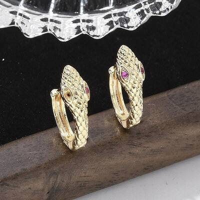 Brass Cubic Zirconia Hoop Earrings