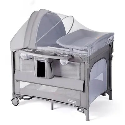 JOYMOR 9 in 1 Bedside Bassinet with Changing Table, Pack and Play with Bassinet, Convert to Rocking Baby Bed with Electric Mu...
