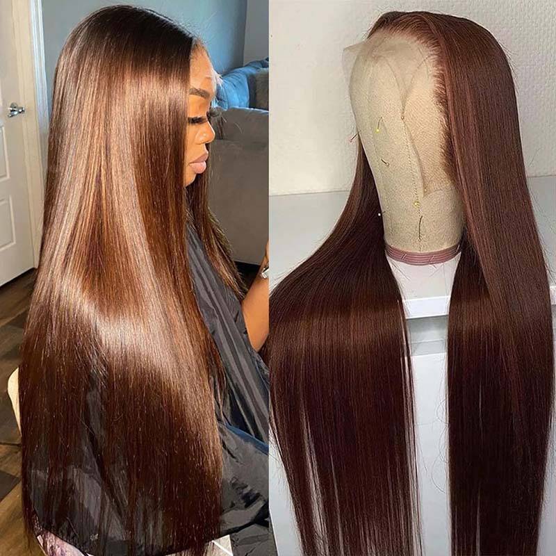 #4 Chocolate Brown Wig Straight Hair 5x5 13x4 13x6 Lace Front Wigs Human Hair