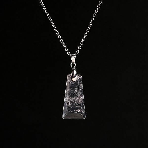 Natural Quartz Crystal Trapezoid Pendant Necklaces