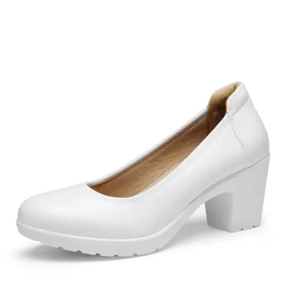 Dream Pairs Women's Edena Chunky Low Block Heel Cuban Pumps with Comfortable Insole, Foam Lining and TPR Outsole