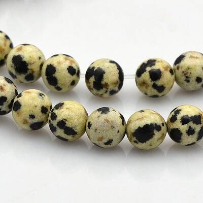 Round Natural Dalmatian Jasper Beads Strands