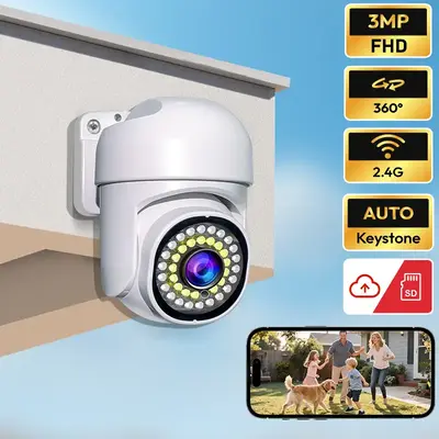 3MP Wireless Security Camera, 2K HD Video and Color Night Vision, 360° rotation,Video Replay,2.4Ghz WiFi, Motion Detection, ...