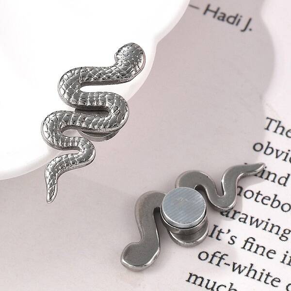 304 Stainless Steel Snake Clip-on Earrings