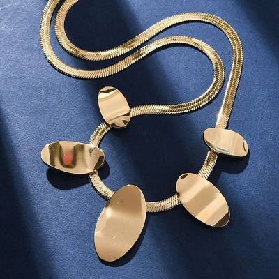 304 Stainless Steel Oval Bib Necklaces
