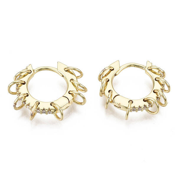 Brass Micro Pave Clear Cubic Zirconia Huggie Hoop Earrings