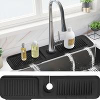 2025 Upgraded Kitchen Silicone Faucet Mat, Fast-Drying Sink Protector & Drip Collector, Non-Slip Faucet Splash Guard for Ston...