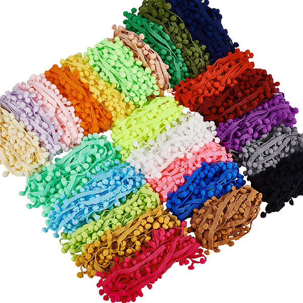 100Yards 25 Colors Polyester Pom Pom Ball Ribbons