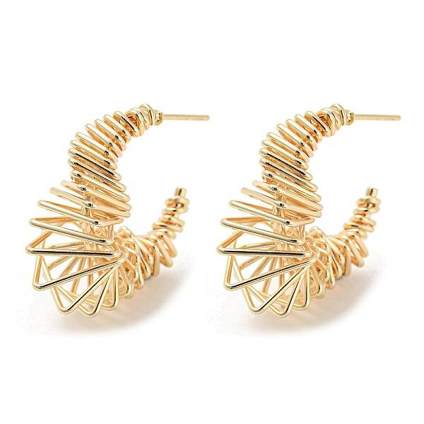 Brass Crescent Moon Stud Earrings