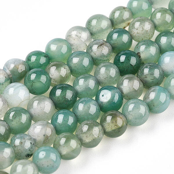 Dyed Natural Striped Agate/Banded Agate Round Bead Strands
